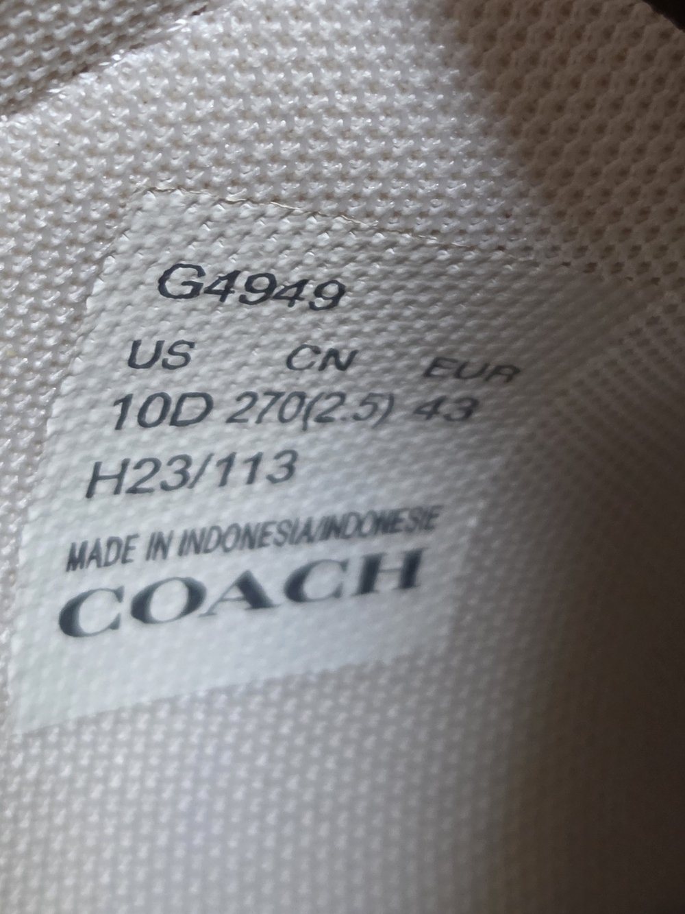 COACH Cream and White Logo Interior Sneakers Mens- 10 - Picture 3 of 8